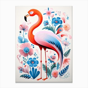 Scandinavian Bird Illustration Greater Flamingo 1 Canvas Print
