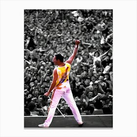 Singer Freddie Mercury Performing With British Rock Group Queen At Slane Castle, Ireland, 1986 Canvas Print