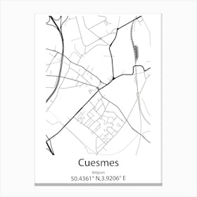 Cuesmes,Belgium Minimalist Map Canvas Print