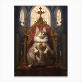 Cat On A Throne Rococo Style Canvas Print