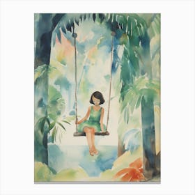 Girl On Swing 1 Canvas Print