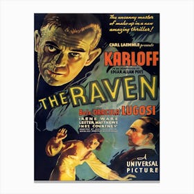 Boris Karloff And Bela Lugosi, Raven, Movie Poster Canvas Print