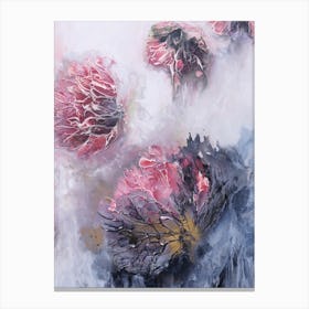 Coral Botanical Abstract Painting Canvas Print