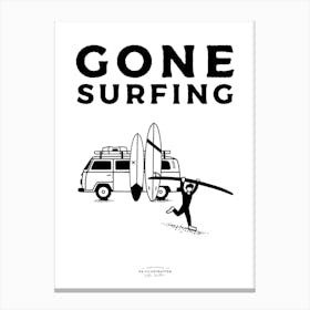Gone Surfing Fineline Illustration Poster Canvas Print