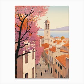 Zadar Croatia 1 Vintage Pink Travel Illustration Canvas Print