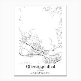 Obersiggenthal,Switzerland Minimalist Map Canvas Print