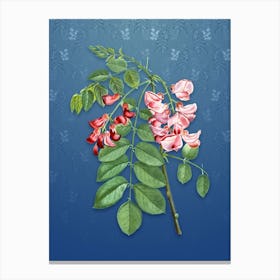 Vintage Robinier Rose Bloom Botanical on Bahama Blue Pattern n.2029 Canvas Print