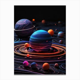 Default Neon Black Light Sgraffito Solar System 3d Illustratio 1 (6) Canvas Print