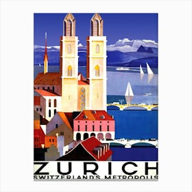 Zurich, Switzerland Metropolis Canvas Print