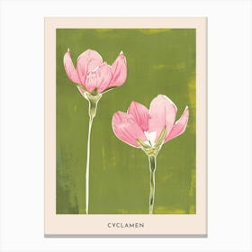 Pink & Green Cyclamen 2 Flower Poster Canvas Print