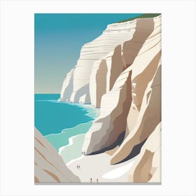 Scala Dei Turchi, Sicily - Retro Landscape Beach and Coastal Theme Travel Poster Canvas Print