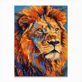 Southwest African Lion Portrait Close Up Fauvist Painting 3 Canvas Print