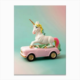 Toy Unicorn In A Toy Car 1 Canvas Print