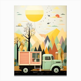 Vintage Truck In The Mountains Canvas Print