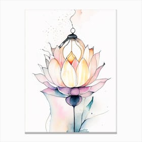 Lotus Flower Lantern Minimal Watercolour 2 Canvas Print