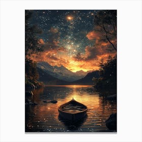 Canoe In The Lake Canvas Print