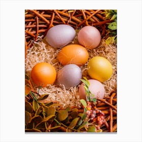 Easter Eggs In A Basket 17 Canvas Print