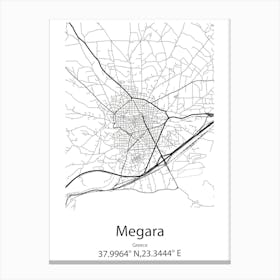 Megara,Greece Minimalist Map Canvas Print