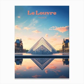 Louvre Museum France Sunrise Travel Art Illustration Canvas Print