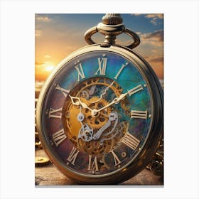 Pocket Watch At Sunset Canvas Print