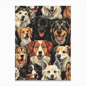 Perfectly Repeatable Artwork With Cute Dog Faces 04 Canvas Print