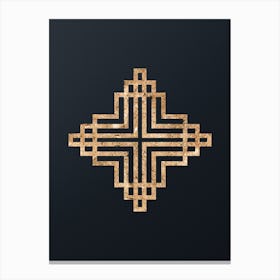 Abstract Geometric Gold Glyph on Dark Teal n.0386 Canvas Print