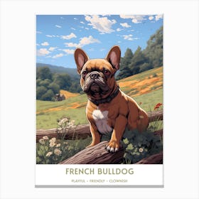 French Bulldog (Dog Breed - Travel Poster Style) 2 Canvas Print