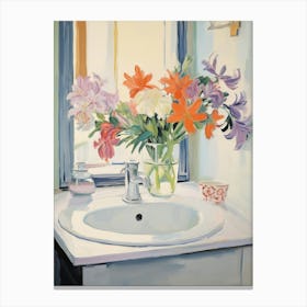 A Vase With Columbine, Flower Bouquet 2 Canvas Print