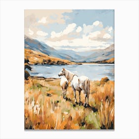 Horses Painting In Lake District, New Zealand 4 Canvas Print