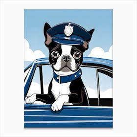 Boston Terrier Police Car-Reimagined 1 Canvas Print
