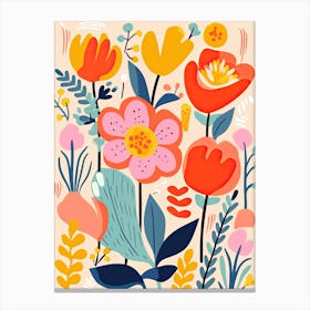 Floral Matisse Dance; Inspired Colorful Blooms In The Flower Market Canvas Print