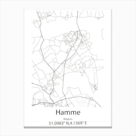 Hamme,Belgium Minimalist Map Canvas Print