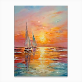 Sailboats At Sunset 4 Canvas Print