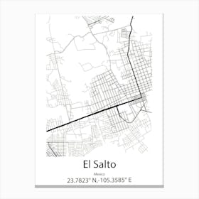 El Salto,Mexico Minimalist Map Canvas Print