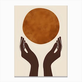 Two Hands Holding the sun Canvas Print
