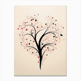 Swirl Cream & Coral Tree Heart 2 Canvas Print