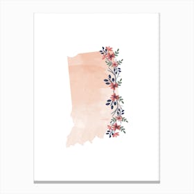 Indiana Watercolor Floral State Canvas Print