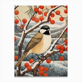 Bird Illustration Carolina Chickadee 4 Canvas Print