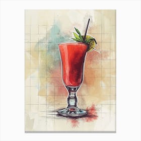 Strawberry Daiquiri Watercolour Geometric Canvas Print