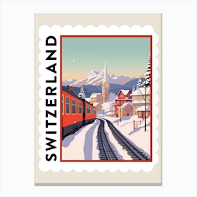 Retro Winter Stamp Poster Lucerne Switzerland 2 Canvas Print