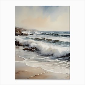 Vintage Neutral Beach Painting (27) Canvas Print