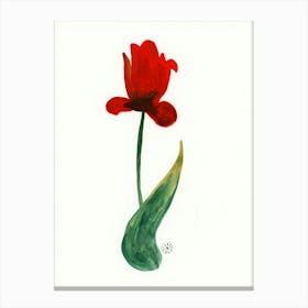 Minimal Tulip Red Green - illustration floral flower Canvas Print