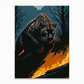 Black Panther With Burning Forest Leinwandbilder