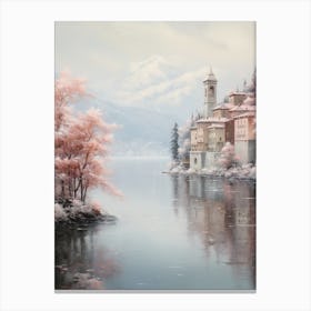 Dreamy Winter Painting Lake Como Italy 3 Canvas Print