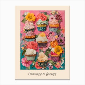 Cupcakes & Smiles Retro Poster 1 Canvas Print