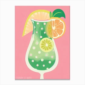 Cucumber Collins Retro Pink Cocktail Poster Canvas Print