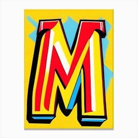 M   Mango, Letter, Alphabet Comic Canvas Print