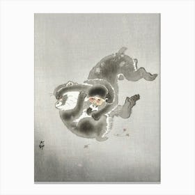 Two Playing Monkeys (1900 1930), Ohara Koson Canvas Print