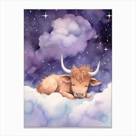 Baby Bison 2 Sleeping In The Clouds Canvas Print