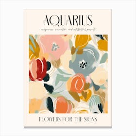Flowers For The Signs Aquarius 1 Zodiac Sign Canvas Print